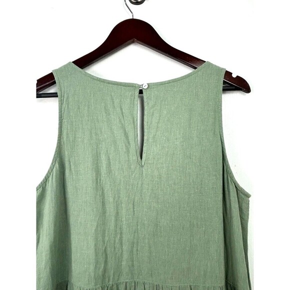 Nicole Miller M Dress Sage Linen Blend Tiered Maxi Boho Cottage Flowy Lagenlook - Picture 6 of 11